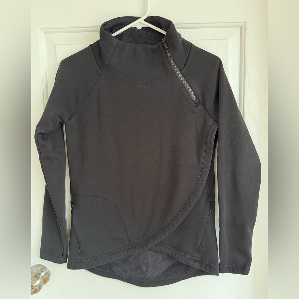 Athleta Black Fleece-Lined Zip Jacket